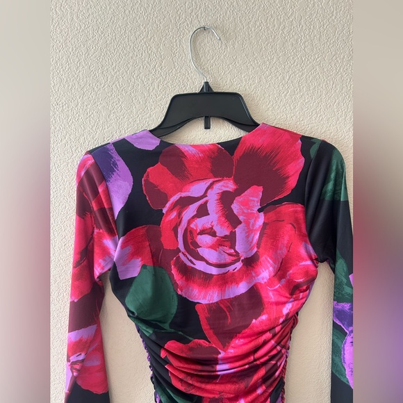 AFRM Women's Phillipa Floral Print Ruched Long Sleeve Bodycon Dress Size Small - Picture 6 of 8